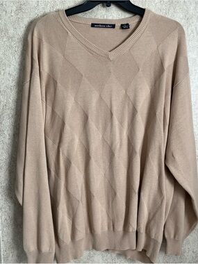 Northern Isles Tan Geometric Sweater 100% Cotton long Sleeve Light Men’s XXL